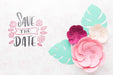 Free Paper Flowers With Wedding Background Mock-Up Psd