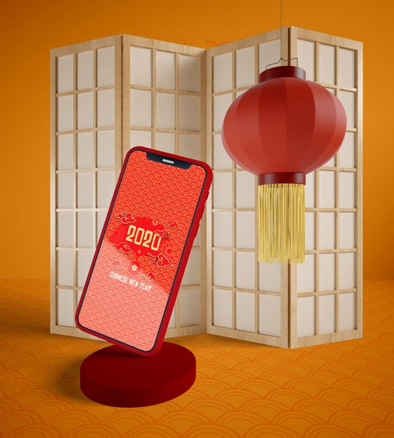 Free Phone Mock-Up Concept For Chinese New Year Psd