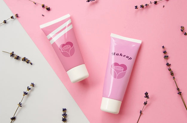 Free Pink Hand Cream Bottles Mock-Up Psd