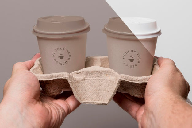 Free Plastic Cups With Coffee Mock Up In Support Psd