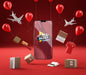 Free Pop-Up Sale Balloons And Mobile Phone On Red Background Psd