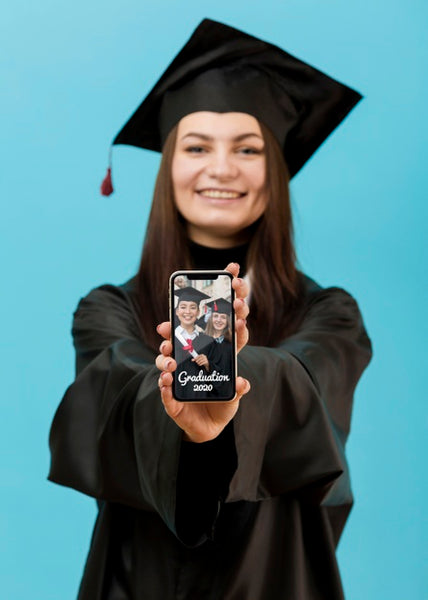 Free Portrait Of Student Holding Mobile Phone Psd