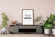Free Poster Frame In Living Room Psd Mockup Psd