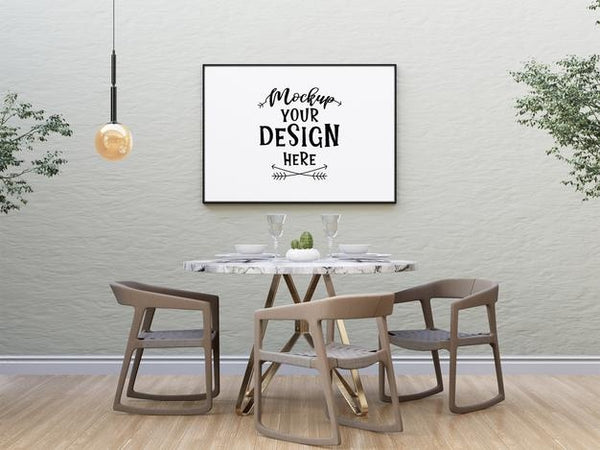 Free Poster Frame In Living Room Psd Mockup Psd