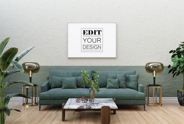 Free Poster Frame In Living Room Psd Mockup Psd