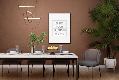 Free Poster Frame In Living Room Psd Mockup Psd
