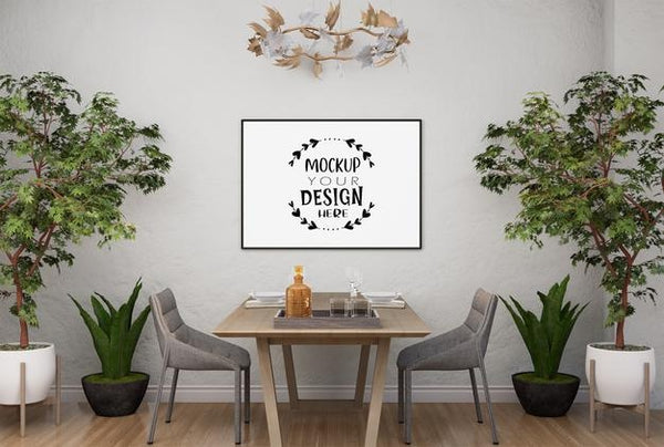 Free Poster Frame In Living Room Psd Mockup Psd