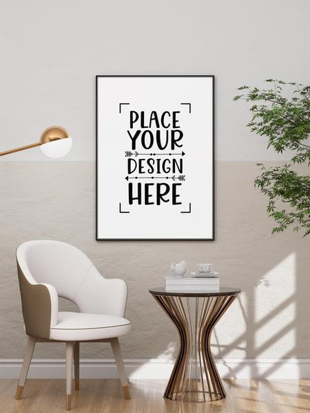 Free Poster Frame In Living Room Psd Mockup Psd