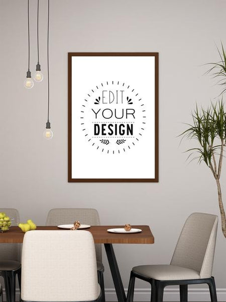 Free Poster Frame In Living Room Psd Mockup Psd