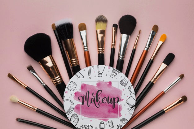Free Professional Makeup Brushes On Table Psd