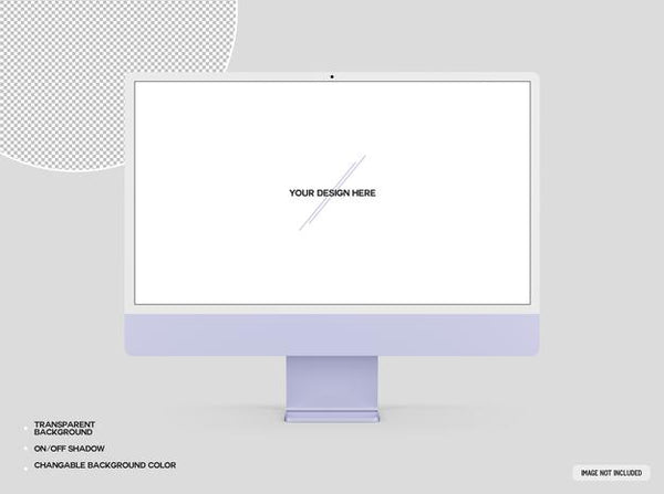 Free Purple Desktop Computer Mockup Psd