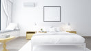 Free Realistic Modern Double Bedroom With Furniture And A Frame Psd