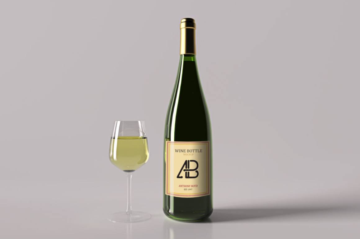 Free Realistic Wine Bottle Mockup Vol.2