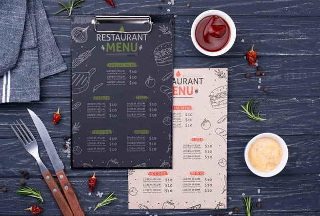 Free Restaurant Menu Concept Mock-Up Psd