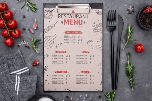 Free Restaurant Menu Concept Mock-Up Psd