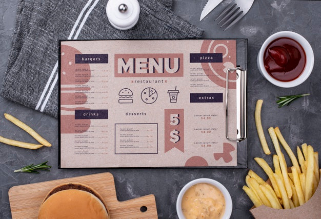 Free Restaurant Menu Concept Mockup Psd