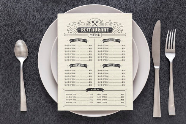 Free Restaurant Menu Concept Mockup Psd