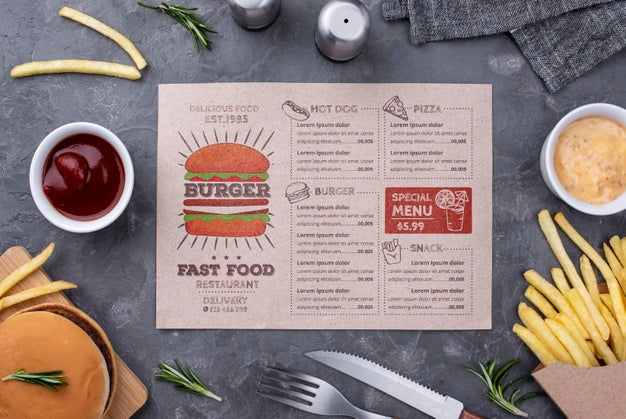 Free Restaurant Menu Concept Mockup Psd