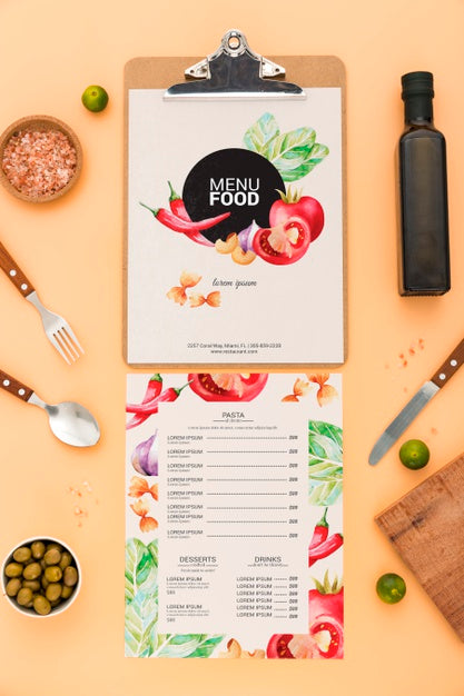 Free Restaurant Menu Concept Mockup Psd