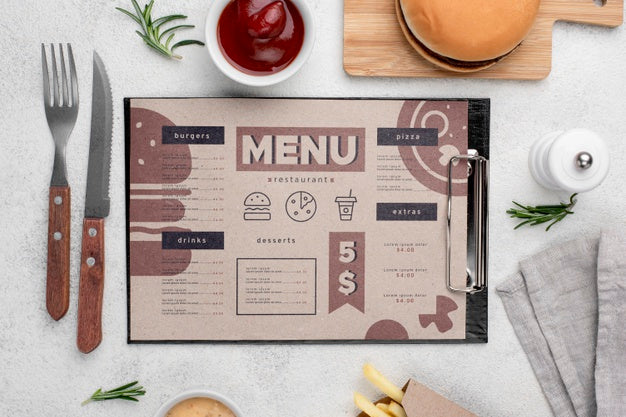 Free Restaurant Menu Concept Mockup Psd