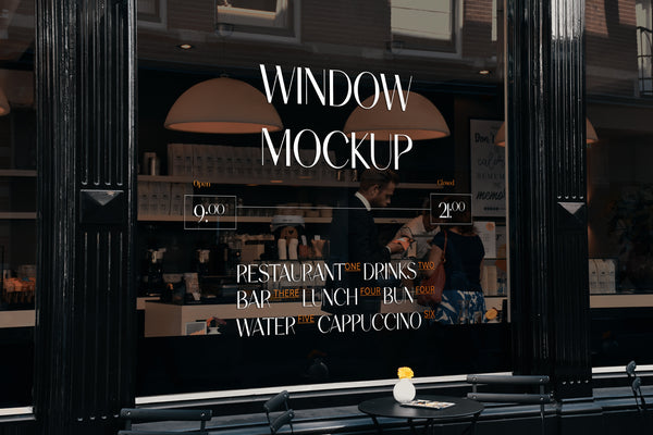 Free Restaurant Window Psd Mockup