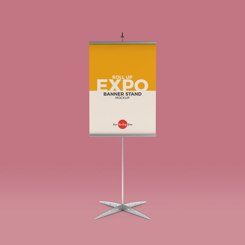 Free Roll Up Expo Banner Stand Mockup