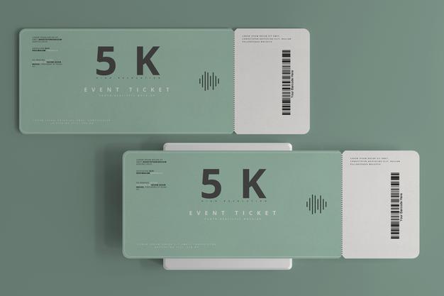 Free Round Corner Ticket Mockup Psd