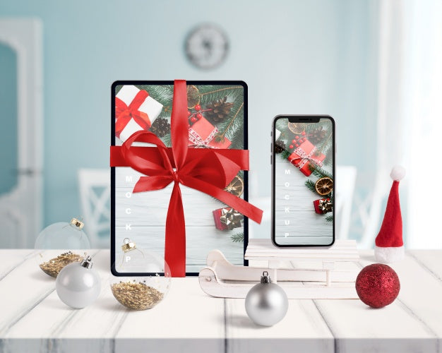 Free Scene Creator Mockup With Christmas Concept Psd