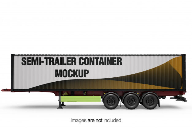 Free Semi-Trailer Container Mockup Psd