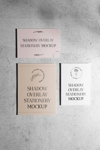 Free Shadow Overlay Stationery Mockup Psd