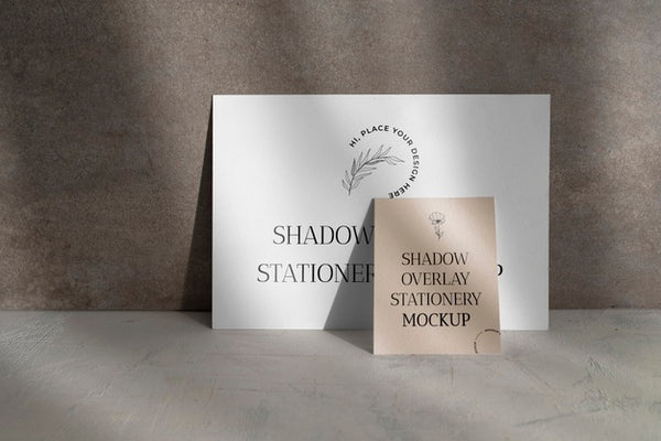 Free Shadow Overlay Stationery Mockup Psd