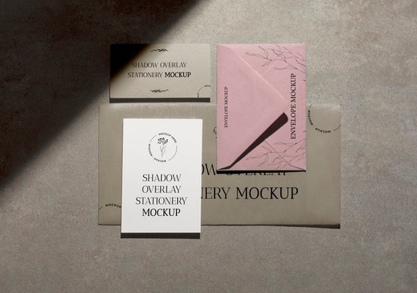 Free Shadow Overlay Stationery Mockup Psd