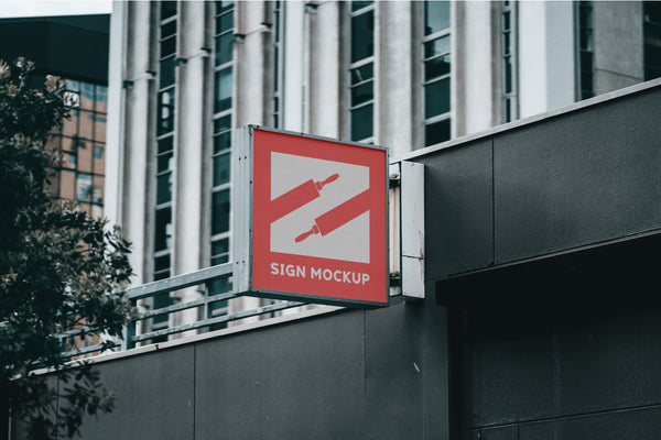 Free Sign On Building Mockup