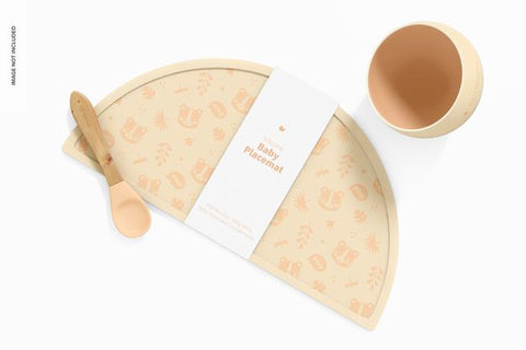 Free Silicone Baby Placemat Mockup, Top View Psd