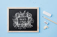 Free Slate Mockup With Back To School Concept Psd