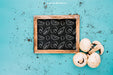 Free Slate Mockup With Mushrooms Psd