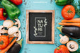 Free Slate Mockup With Vegetables Psd