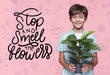 Free Smell The Flowers Young Cute Boy Mock-Up Psd