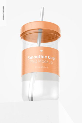 Free Smoothie Cup With Lid Mockup Psd