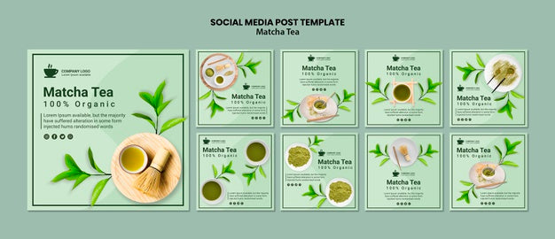 Free Social Media Post With Matcha Tea Concept Psd