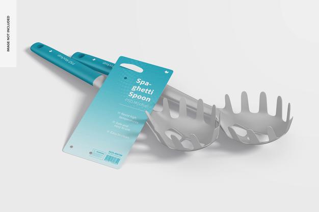 Free Spaghetti Spoons Mockup, Perspective View Psd