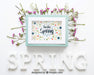 Free Spring Mockup With Blue Frame Psd