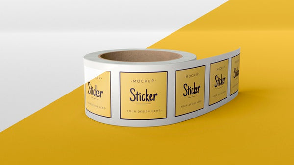 Free Sticker Roll Mock Up Psd