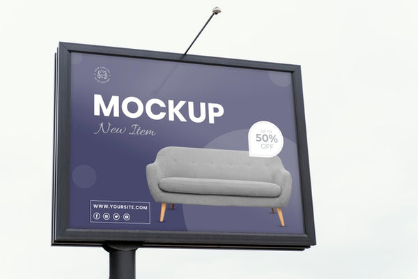 Free Street Billboard Display Mock-Up Outdoors Psd