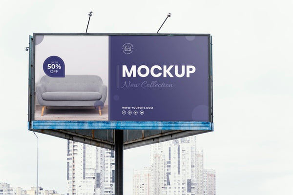 Free Street Billboard Display Mock-Up Outdoors Psd