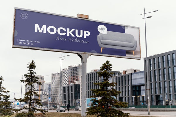 Free Street Billboard Display Mock-Up Outdoors Psd