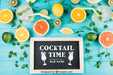Free Summer Composition With Slate And Tropical Fruits Psd