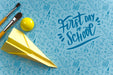 Free Top View Arrangement With Paper Airplane And Brushes Psd