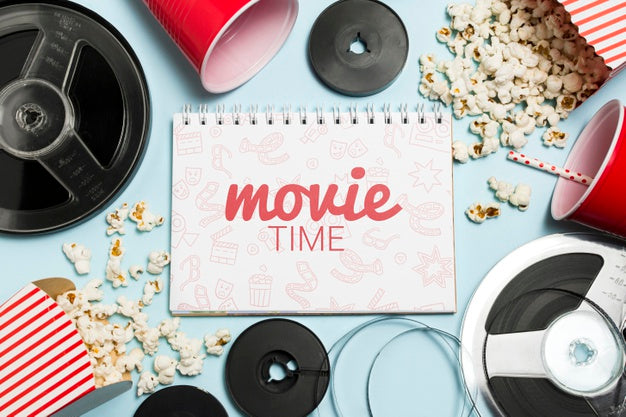 Free Top View Assortment Of Cinema Elements Mock-Up Psd
