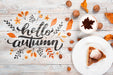 Free Top View Autumn Breakfast Concept With Pie Psd